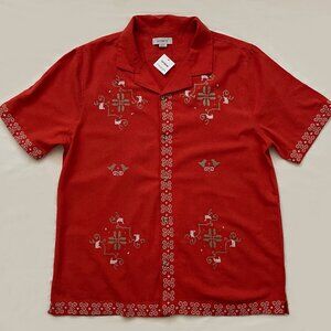 Cotton On Cabana Men's Short Sleeve Cotton Button-Up Shirt - Clay Floral XL NWT